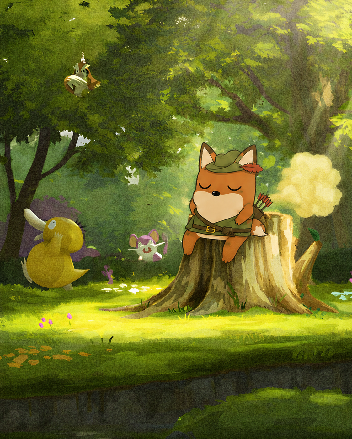 FWOX napping on a tree stump